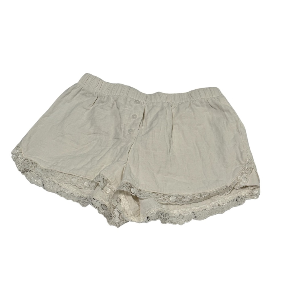 Vintage Cream Lace Trim Women Shorts